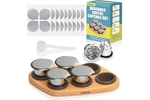 Capmesso Dosettes de café réutilisables pour Nespresso Originalline, 6 capsules rechargeables Nespresso en acier inoxydable compatibles avec la machine Espresso Originaline