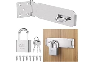 FENTAR Lucchetto con Chiusura a Viti, Serratura Porta con Chiave per Giardino, Chiusura Hasp in Acciaio Inox, Chiavistello con Lucchetto per Camera da Letto Capannone Serratura Porta Armadio (16 cm)