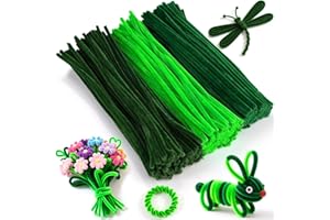 XRXYMQ 300 Stück Pfeifenreiniger in Grün – 3 Varianten Chenilledraht für Dekorative Gestaltungen Festliche Arrangements Kreative Erwachsenenprojekte und DIY-Anwendungen im Bürobereich