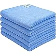 SOFTSPUN Microfiber Cloth, 5 pcs 40x40 cms 340 GSM Sky Blue Thick Lint & StreakFree Multipurpose Cloths Automotive Microfibre Towels for Car Bike Cleaning Polishing Washing & Detailing.