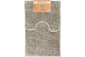 ‎RESTILO RESTILO Zestaw Mata Łazienkowa i Mata Toaletowa 50 x 80 cm + 40 x 50 cm set antypoślizgowy dywanik łazienkowy beżowy Bati