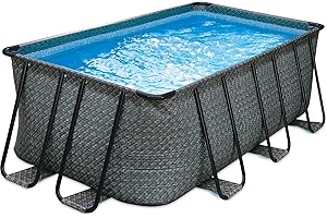 PolyGroup Elite Rechteck Frame Pool Set Rattan anthrazit in verschiedenen Größen 549 x 274 x 132 cm