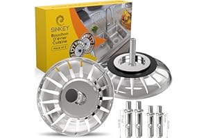 SINKEY - Lot de 2 Bouchon evier Cuisine 80mm - en Acier Inoxydable bonde evier Cuisine pour Un Drainage Rapide, bonde evier 80mm Anti-Obstruction et Anti-Corrosion Filtre evier Cuisine