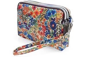 conisy Damski portfel kopertówka z wzorem etnicznym kwiatowym, długi, duży, wodoszczelny, z zamkiem błyskawicznym, Wh-n01, L, Retro