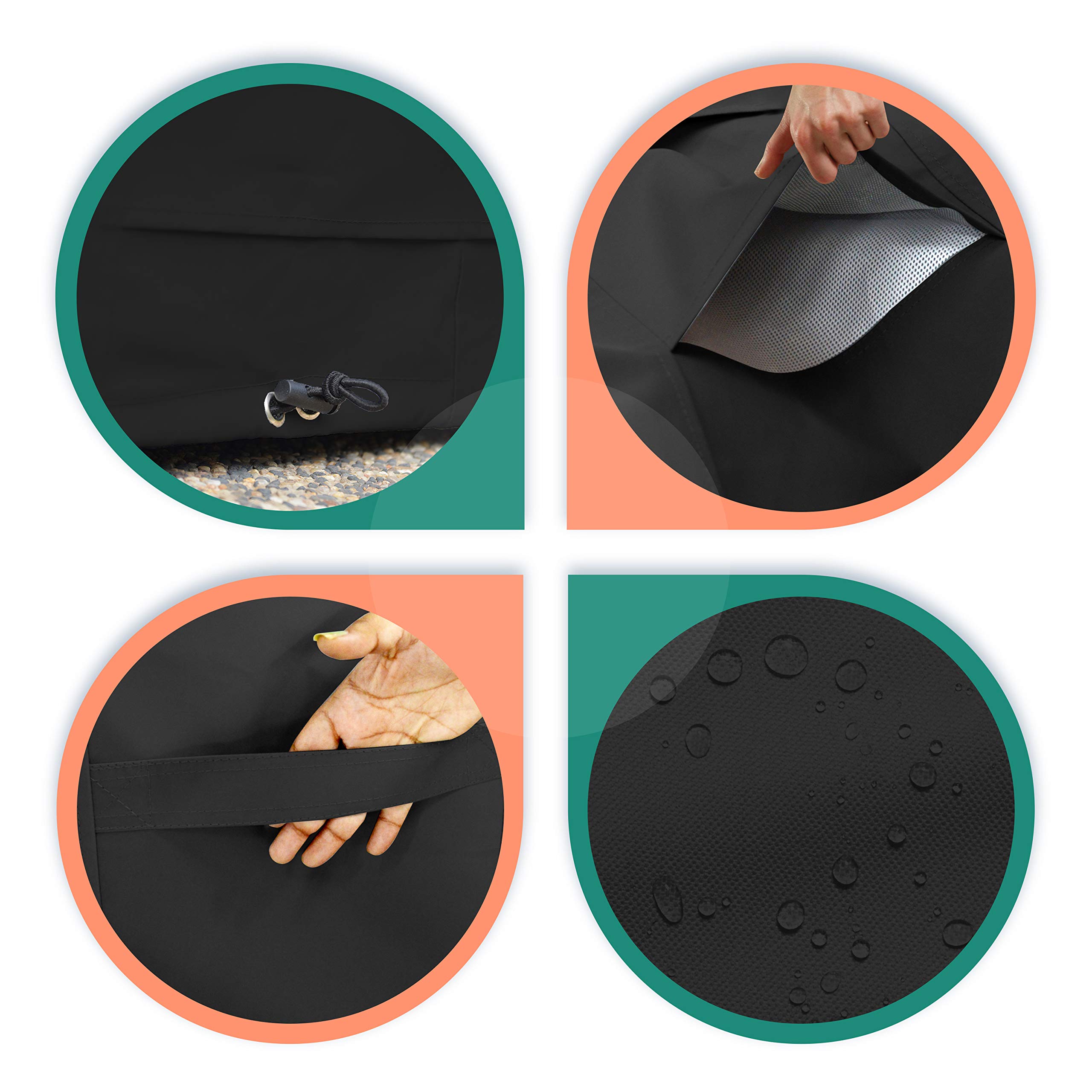 Fire Pit Outdoor Covers Rectangular Waterproof, 100% UV Resistant, 12 Oz PVC Heavy Duty Fabric with Air Pockets and Drawstring for Snug fit to Withstand Winds & Storms. – Bild 9