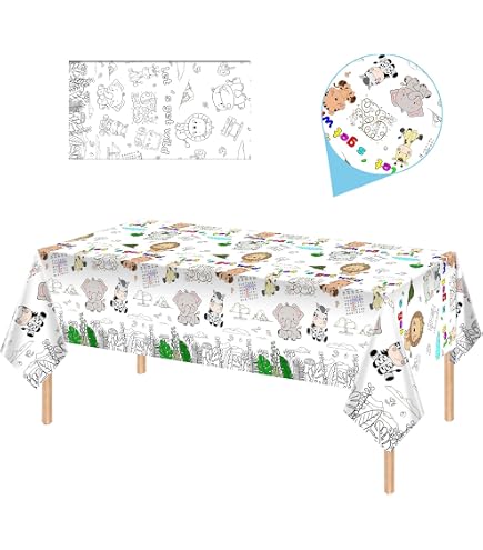 Wiooffen Riesige Tischdecke Zum Ausmalen – Herbst-Motiv, 203 X 129 Cm, Für Kinder & Gruppenaktivitäten