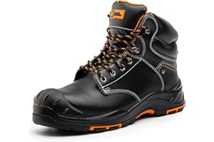 Black Hammer Mens Leather Safety Boots S3 SRC HRO Steel Toe Cap Work Shoes Ankle Hiking 9972