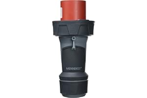 MENNEKES 13212 Power TOP Xtra Plug with Rubberized Area, IP 67 Protection, 6 hours Earth Position, 5 Pole, 63 A Current, 400V, Red