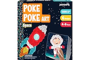jackinthebox Poke Poke Art for Kids – Space Theme Elements Like Sun, Star, Rocket, Astronaut, Planet, Alien, Mess-Free Sewing Art for Kids, Gift for Girls and Boys Ages 4 5 6 7 8