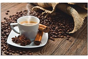 ARTland Spritzschutz Küche aus Alu für Herd Spüle 100x60 cm (BxH) Küchenrückwand mit Motiv Getränke Kaffee Coffee Cafe Bistro Kaffeebohnen Dunkel S6BQ