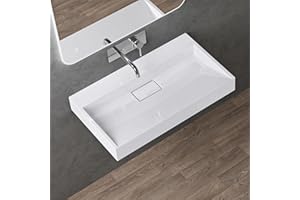 doporro Waschbecken Aufsatzwaschbecken Hängewaschbecken Waschtisch Mineralguss-Waschbecken Colossum19 ohne Armaturloch weiß matt inkl. Ablaufgarnitur