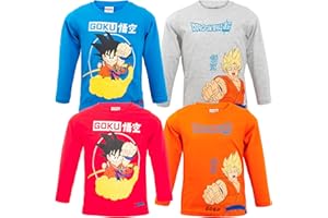 Dragon Ball Z – Maglietta Bambino Ragazzo Maniche Lunghe | T-Shirt Cotone 100% con Stampe Personaggi Anime – Taglie 4-12 Anni