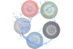 WDEC Zestaw 5 silikonowych sitek do zlewu, odpływ prysznicowy, osłony łapacza włosów, łatwy w instalacji i czyszczeniu, zestaw do łazienki, wanny i kuchni, sitko do zlewu, filtr odpływowy, korek odpływowy
