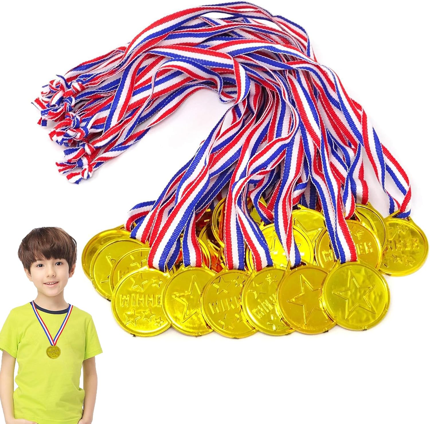 VTYTZZ Medallas Para Niños, 30 Piezas Ganador Medallas de Oro,Medallas Niños,Medalla,Para Escuela, Día Deportivo O Olímpico,Oro Niños Para Deporte,Premios Concursos,Fiesta,Premios