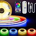 PAUTIX USB RGB COB LED Strip Light 1.5M, 5V 816LEDs/M Colour-Changing LED Lights,Multicoloured Flexible Strip Lights Cabinet Tape Lights with Bluetooth Control for Bedroom,Kitchen,Home DIY Lighting