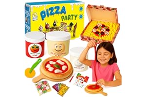 MELIANDMELO Slime Making Kit Make Your Own Pizza Party, Non-Sticky Slime Kit and Air Dry Modelling Clay DIY Set for Kids, Arts and Crafts, Fun for Boys & Girls, Ages 4-8 9 10 11 12 - Meli&Melo