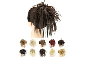 IMISSU 2 Pièces Chignon désordonné Piece Updo Faux Chouchous Extension Ondulés Bouclés Postiches Queue De Cheval Chignon Bandeau pour Femmes Filles (2PCS Chocolat brun)