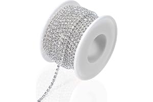 NEWELLSAIL 10mx2.8mm Kristall-Strasskette Klar Trimmen Krallenkette für DIY, Nähen, Basteln, Schmuckherstellung 1 Rolle (Silber)