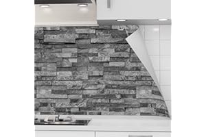 danario Rivestimento Paraschizzi Cucina Adesivo da Parete - Effetto Opaco - Spesso e Rigido - Ignifugo e Resistente all'Acqua - 0,37 mm - Muro in pietra - Campione