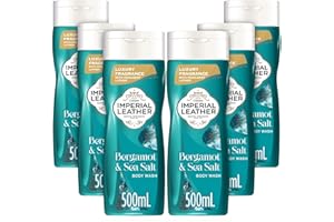 Imperial Leather Bergamot & Sea Salt Energising Body Wash Shower Gel, Signature Oil Blend, Creamy Lather, Gentle Skin Care, Bulk Buy, Pack of 6x500ml