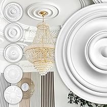 HEXIM Perfect stucco rosone - grande selezione di rosoni da soffitto in schiuma rigida PU, robusto, elemento decorativo (B2023-940 x 660 mm) Bordo per lampadario medaglione decorazione interna