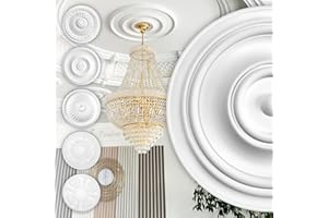 HEXIM Perfect stucco rosone - grande selezione di rosoni da soffitto in schiuma rigida PU, robusto, elemento decorativo (B3072 - Ø 800 mm) Bordo per lampadario medaglione decorazione interna