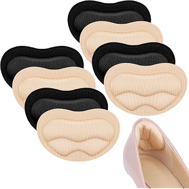 Alfven 10 Paires Protège-Talons Chaussures – Coussinets Adhésifs Anti-Ampoules, Confort Talon Haut & Plat (Noir/Beige)