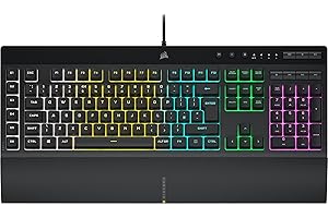 CORSAIR K55 RGB PRO Membrane Wired Gaming Keyboard – IP42 Dust and Spill-Resistant – 6 Macro Keys with Elgato Integration – iCUE Compatible – QWERTY UK – PC, Mac, Xbox – Black
