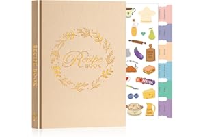 Lanpn A5 Libro de Recetas Tapa Dura Para 70 Recetas, Mi Cuaderno Recetas, Recetario de Cocina para Escribir, Recipe Journal Book, Libretas para Recetas de Cocina en Blanco, Avena, Inglés