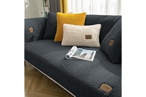 LINGKY Housse de Canapé d’Angle 4/3/2/1 Places Couvre Canape avec Accoudoirs Matelassée avec Méridien Gauche/Droite - Protection Canapé Anti-Taches en Forme de L (Noir,90x90cm/Carré)