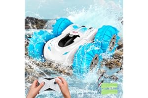 Tecnock Amphibious Remote Control Cars for Kids, 2.4GHz 360 Degree Rotating Waterproof RC Stunt Car, 4WD Off Road Pool Toys Remote Control Boat, Gifts for Kids Girls Boys 4,5,6,7,8,9+ Years Old