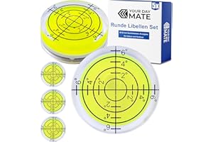 Runde Libellen Set, 5 Stück, mit Ø 32 mm Durchmesser, Wasserwaage mit Luftblase, kleine Libellen Wasser Waage, Nivellierung, Mini Dosenlibelle für Wohnwagen, Kamera, Heimwerker, Spirit Level Bullseye