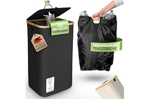 Glückstoff® Pfandflaschen Sammelbehälter [INKL. TRAGETASCHE] - Flaschensammler Leergut - PET Flaschen Pfandbehälter - Flaschensammler - Pfandflaschen Aufbewahrung - Pfandbehälter Einwurf - 100 Liter