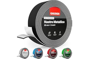 GAUDER Nastro metallico autoadesivo - Banda magnetica per magneti e figurine Tonie® & scaffali - Nastro ferro per fai-da-te e organizzazione (3 m x 35 mm - nero)