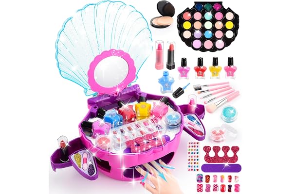 Cadeau Fille 3 4 5 6 7 8 Ans, Maquillage Enfant Fille Malette Maquillage pour Enfants Jouet Filles 4-10 Ans Coffret Maquillage Enfants Cadeau Noël Anniversaire Filles 4 5 6 7 8 Vernis Enfant à l'eau