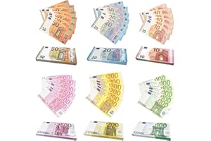 SOETDERT Spielgeld Euro Scheine, 120 Blätter Spielgeld, Originalgröße Prop Money, Euro Spielgeld Set, Copy Euro Money, Movie Money, Filmgeld Party Money, Fake Geld für Kinder Kaufladen
