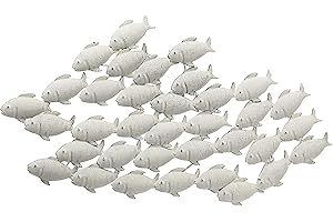 MASSIVUM BOLTZE Wandobjekt Fischschwarm Metall, grau, 2 x 97 x 53 cm