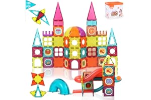 Beeyouk Construction Magnetique Enfant,120 pièces Jouet Blocs de Construction Magnétiques,Jeux Aimant Enfant pour Garçons Filles, Magnetic Tiles 3D Tuyaux,Cadeau Educatif 3 4 5 6 7 8 9 Ans