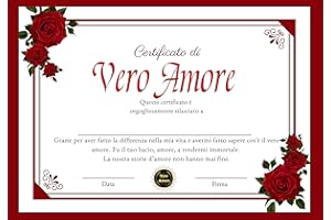 DOLPLP! Certificato di Vero Amore, Regalo San Valentino per lei, Regali per lui, Biglietto Diploma per Coppie Marito Moglie Fidanzato Fidanzata, Regalo Originale, Attestato Romantica Regali Natale