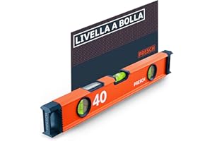 Presch Livella a bolla 40cm - Fiala infrangibile con pendenza 2% - Finestra di lettura verticale - Tappi antiscivolo innovativi - Superficie di misura precisa