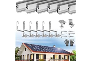 ENERHUB Dachhalterungen Solarmodule, [ 6×300MM Erweitert, 30-35MM Dicke] Solar Halterung Ziegeldach Montageset für 2 Module, Anodenaluminium Solarmodul Halterung Verstellbar (für Ziegeldach)