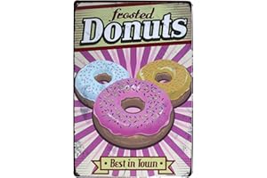 Hioni Fresh Donuts Best In Town, Pancarte En Métal Panneau Poster Plaque Métallique Slogan Art Décor Vintage Pr Cuisine Magasin de Desserts