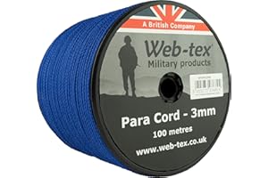 Web-tex Paracord Reel 100m x 3mm, Durable Polypropylene Parachute Cord, 70kg Breaking Strength, 330ft length – Ideal for Camping, Bushcraft, Hiking, DIY Crafts, Survival Kits and Hammocks - Blue