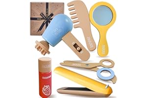 Jaques of London Kids hairdressing set | Wooden toys hairdressing kit for kids | Includes scissors, toy hair dryer and straighteners | Beauty salon pretend play set | Since 1795