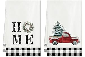 Ohok 2 Stück Weihnachten Handtücher 45x65 cm, Mode Dekoration Küchentücher Weihnachtsmann Geschirrtücher Weiche Mikrofasertücher für Badezimmer Küche Trockentuch Weihnachten Deko (Set J)