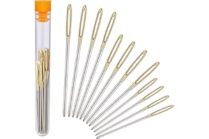 ISIYINER Aghi per Cucire 12 Pezzi Grandi Aghi In Acciaio Lungo Aghi da Maglia con Bottiglia Trasparente per Maglieria Cucito 3 Taglie