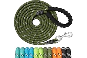 X XBEN Training Leads for Dogs, 3M 5M 10M 15M 20M 25M 30M Strong Rope Long line Dog Lead Leash with Soft Padded Handle and Heavy Duty Hook, Reflective Recall Training Leads for Large Medium Small Dog