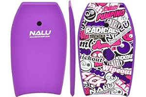 Nalu Bodyboard with Leash 33"/41" Body Board with Crescent Tail and XPE Core