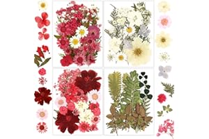 Dried Flowers, Resiners 100Pcs Pressed Flowers for Resin Soap Candle Scrapbook Supplies Card, Red Real Natural Dried Flowers Dry Leaves Kit for DIY Papper Crafts Making Jewelry Decor