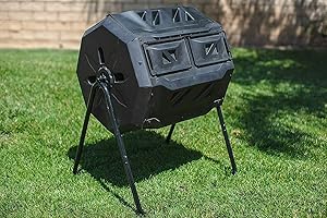 SQUEEZE MASTER Dual Chamber Compost Tumbler Bin 160 L Capacity rotatable, Better Air Circulation Efficient Compost, Rotating Tumbling Composter Bin for Garden(Green Door)